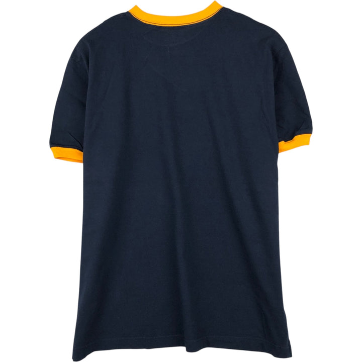 DISNEY Mickey Mouse Ringer T-shirt, Character Print T-shirt, Men's Size L (approx.), Vintage cotton navy blue type Vintage Second Hand