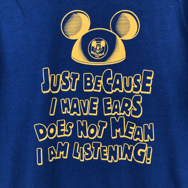 DISNEY Mickey Mouse Ringer T-shirt, Character Print T-shirt, Men's Size L (approx.), Vintage cotton navy blue type Vintage Second Hand