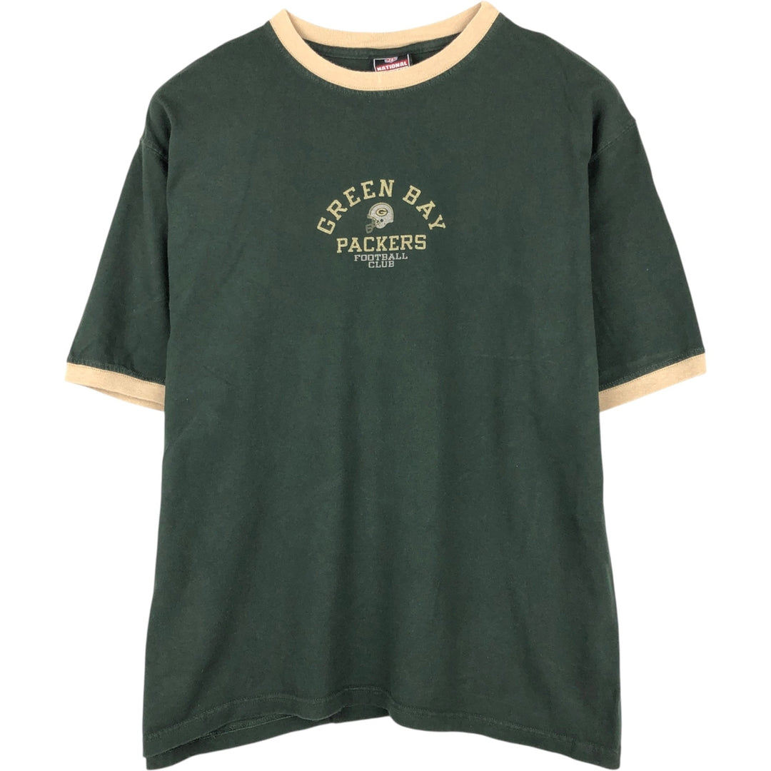 NFL Green Bay Packers Ringer T-Shirt, Made in USA, Men's Size M (approx.), Vintage cotton green type Vintage Second Hand