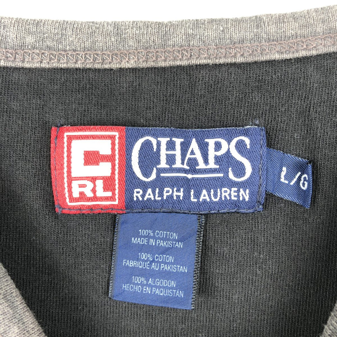 Ralph Lauren CHAPS Ringer T-shirt, Men's Size L (approx.) cotton black type Vintage Second Hand