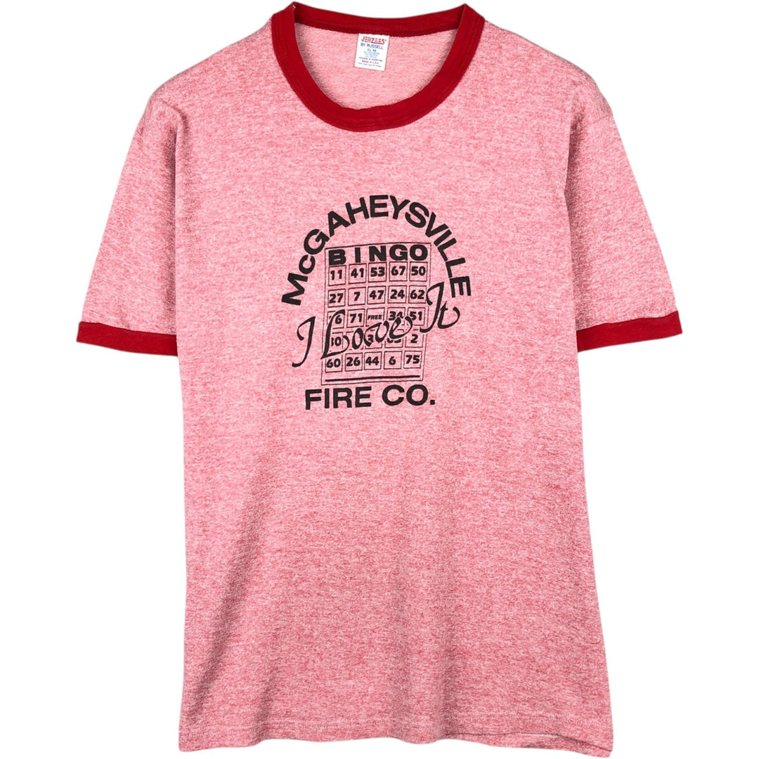 80'S Russell JERZEES Ringer T-Shirt, Made in USA, Men's XL (approx.), Vintage polyester red type Vintage Second Hand