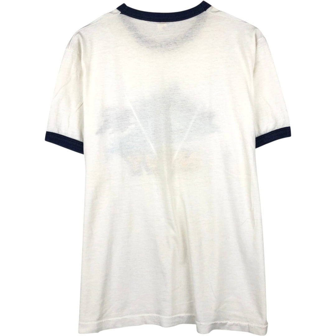 90'S Screen Stars Ringer T-Shirt, Made in USA, Men's XL equivalent, Vintage cotton white type Vintage Second Hand