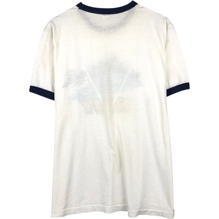 90'S Screen Stars Ringer T-Shirt, Made in USA, Men's XL equivalent, Vintage cotton white type Vintage Second Hand