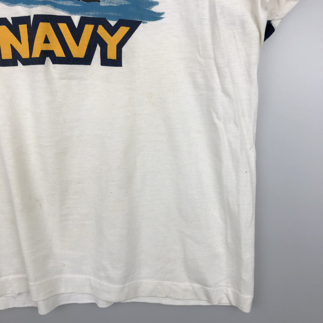 90'S Screen Stars Ringer T-Shirt, Made in USA, Men's XL equivalent, Vintage cotton white type Vintage Second Hand
