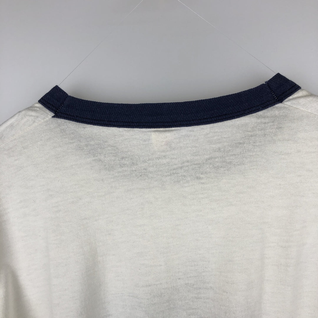 90'S Screen Stars Ringer T-Shirt, Made in USA, Men's XL equivalent, Vintage cotton white type Vintage Second Hand