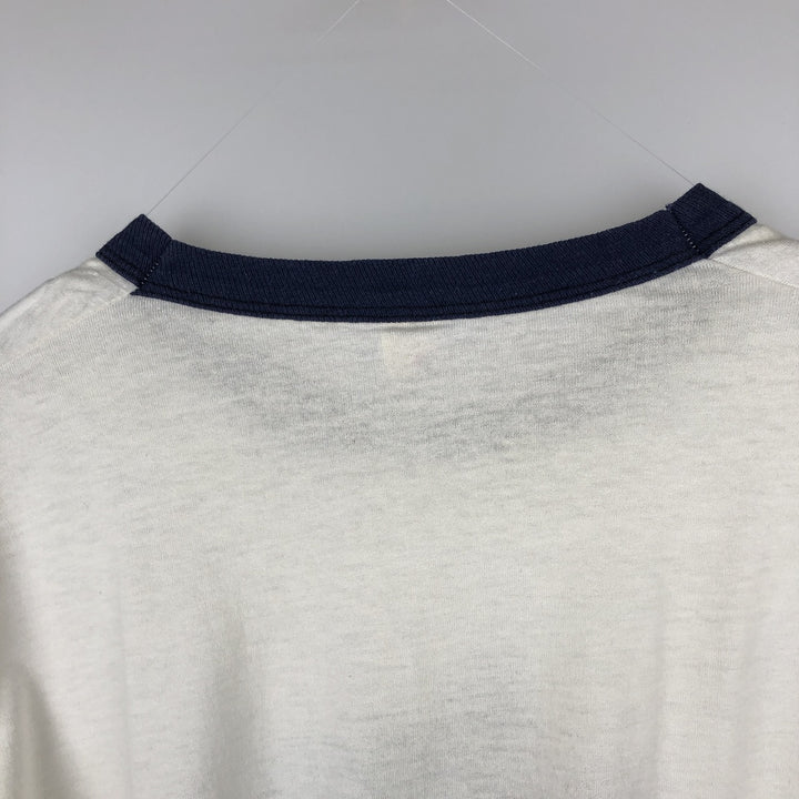 90'S Screen Stars Ringer T-Shirt, Made in USA, Men's XL equivalent, Vintage cotton white type Vintage Second Hand
