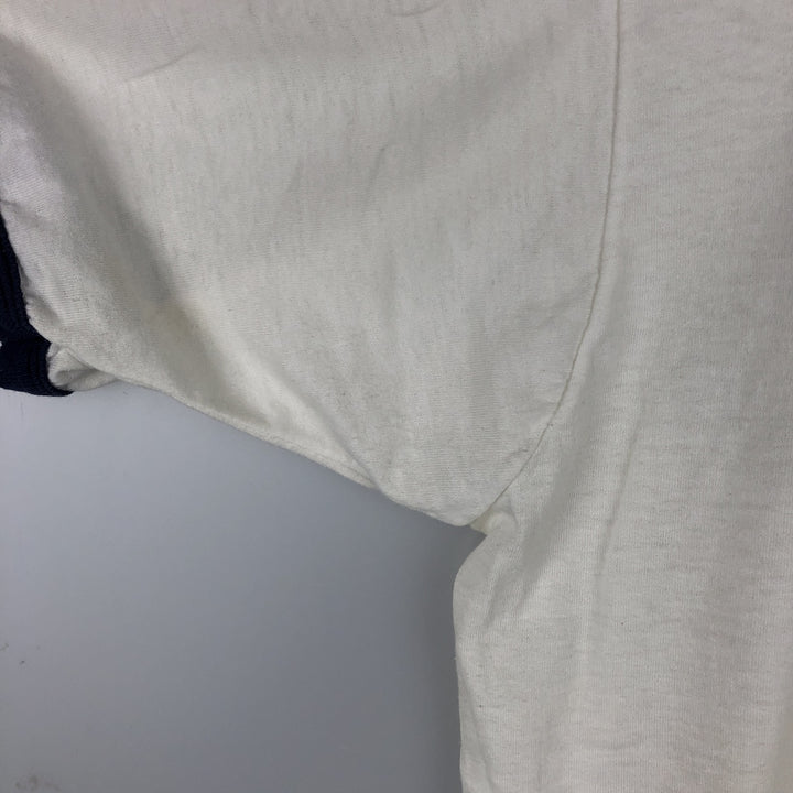 90'S Screen Stars Ringer T-Shirt, Made in USA, Men's XL equivalent, Vintage cotton white type Vintage Second Hand