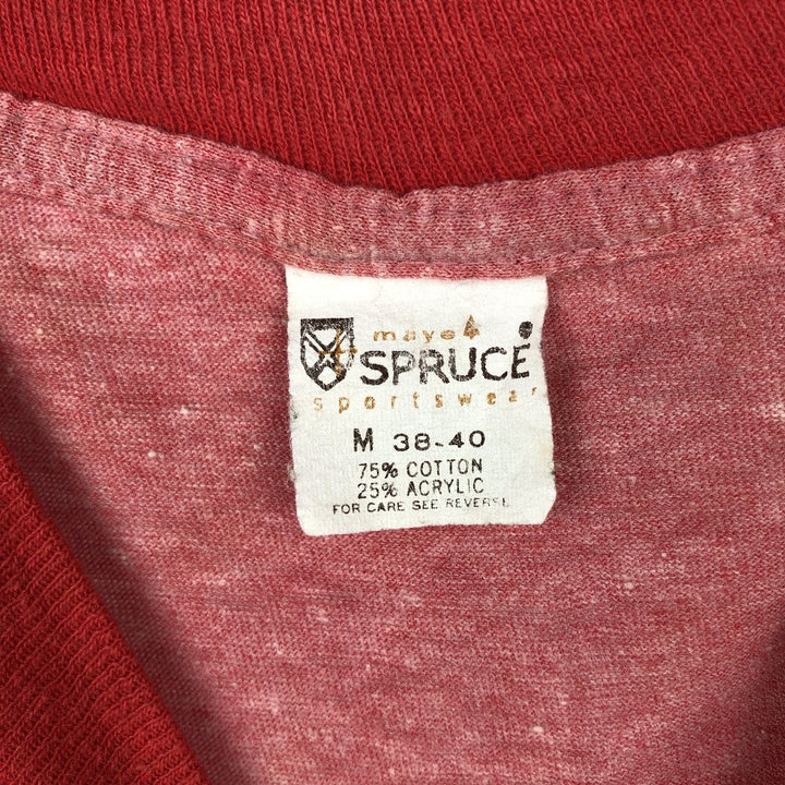 70s-80'S Mayo Spruce Ringer T-Shirt, Made in USA, Men's Size M (Equivalent), Vintage cotton red type Vintage Second Hand
