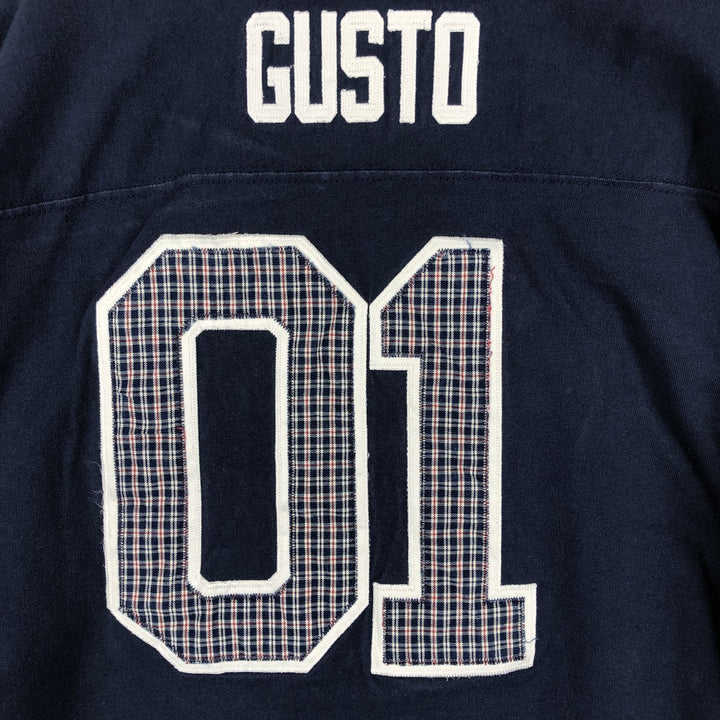 90'S EAGLE USA Check Pattern Ringer T-Shirt Football T-Shirt Made in USA Men's Size L cotton navy blue type Vintage Second Hand