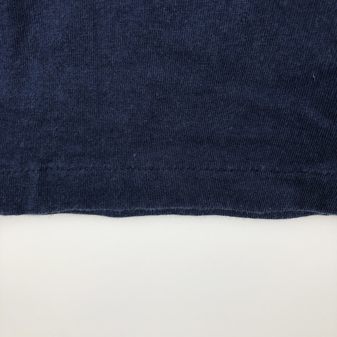90'S EAGLE USA Check Pattern Ringer T-Shirt Football T-Shirt Made in USA Men's Size L cotton navy blue type Vintage Second Hand