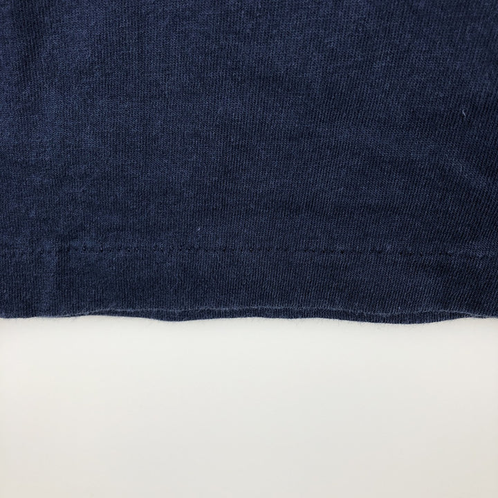 90'S EAGLE USA Check Pattern Ringer T-Shirt Football T-Shirt Made in USA Men's Size L cotton navy blue type Vintage Second Hand