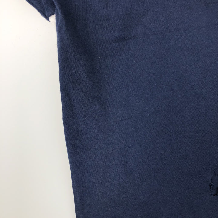90'S EAGLE USA Check Pattern Ringer T-Shirt Football T-Shirt Made in USA Men's Size L cotton navy blue type Vintage Second Hand