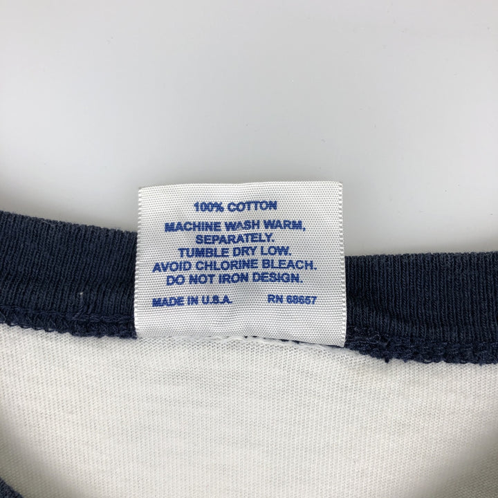 90'S EAGLE USA USNA Naval Academy Ringer T-Shirt, Made in USA, Men's Size L (Equivalent), Vintage cotton white type Vintage Second Hand