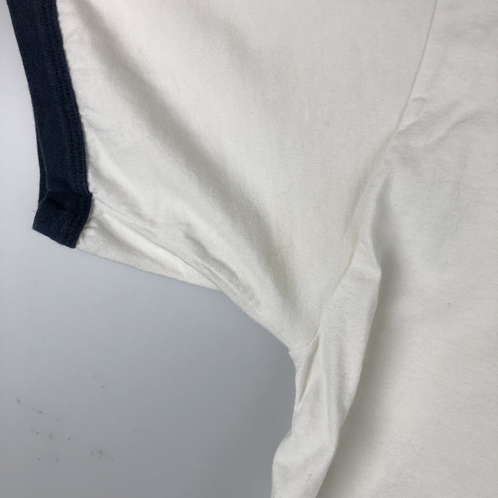90'S EAGLE USA USNA Naval Academy Ringer T-Shirt, Made in USA, Men's Size L (Equivalent), Vintage cotton white type Vintage Second Hand