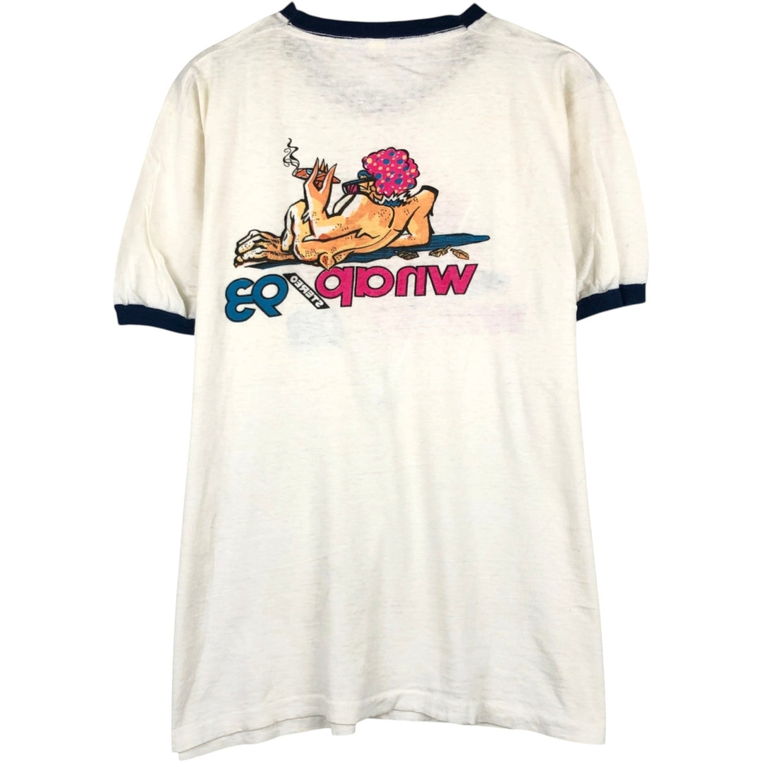 90'S WNAP Stereo 93 Ringer T-Shirt, Made in USA, Men's Size L (Equivalent), Vintage cotton white type Vintage Second Hand
