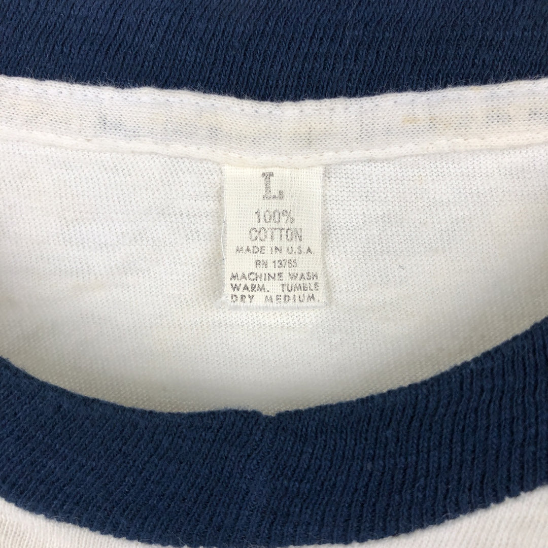90'S WNAP Stereo 93 Ringer T-Shirt, Made in USA, Men's Size L (Equivalent), Vintage cotton white type Vintage Second Hand