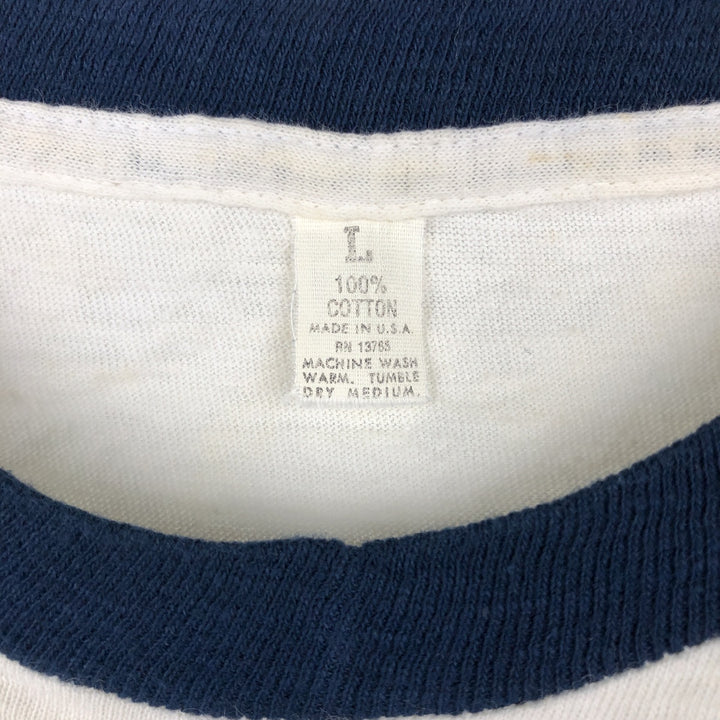 90'S WNAP Stereo 93 Ringer T-Shirt, Made in USA, Men's Size L (Equivalent), Vintage cotton white type Vintage Second Hand