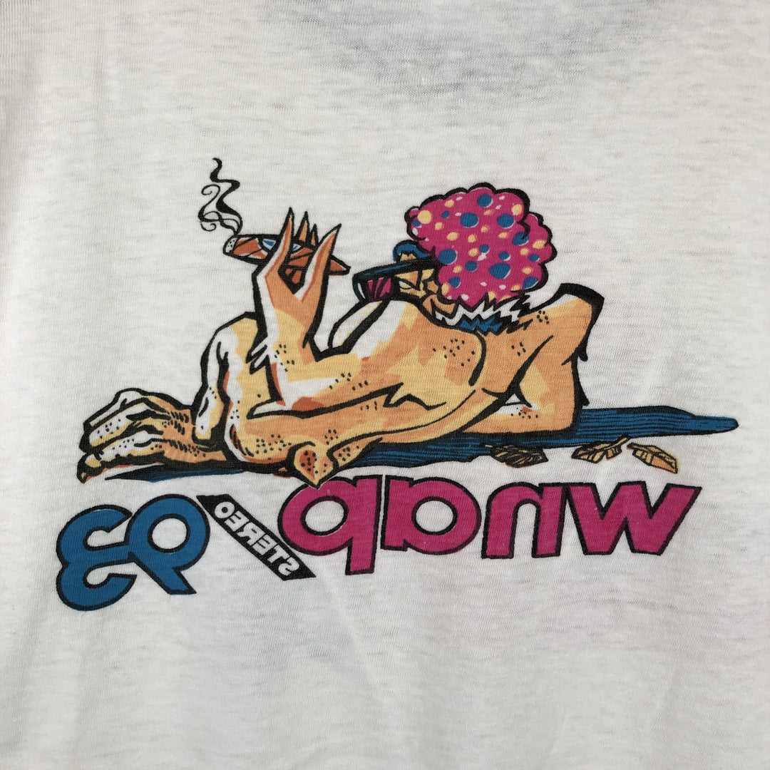 90'S WNAP Stereo 93 Ringer T-Shirt, Made in USA, Men's Size L (Equivalent), Vintage cotton white type Vintage Second Hand