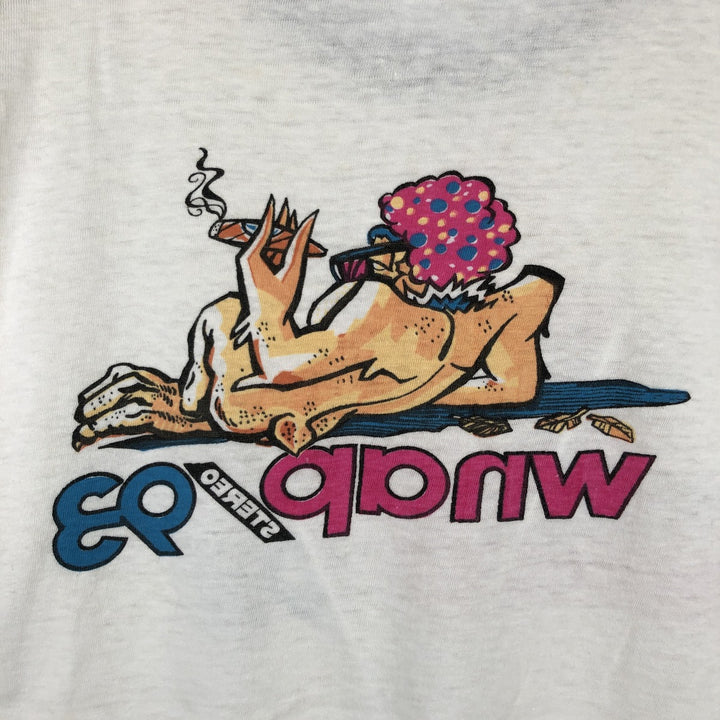 90'S WNAP Stereo 93 Ringer T-Shirt, Made in USA, Men's Size L (Equivalent), Vintage cotton white type Vintage Second Hand
