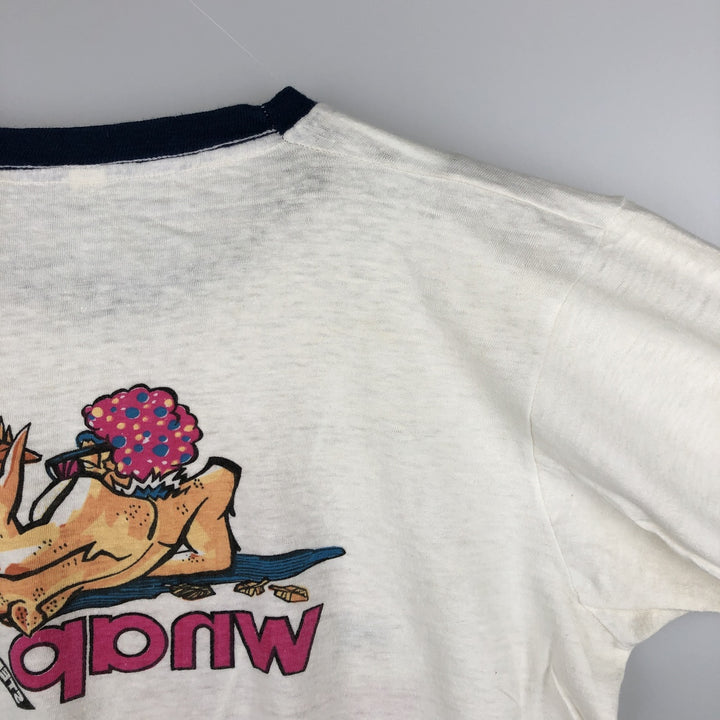 90'S WNAP Stereo 93 Ringer T-Shirt, Made in USA, Men's Size L (Equivalent), Vintage cotton white type Vintage Second Hand