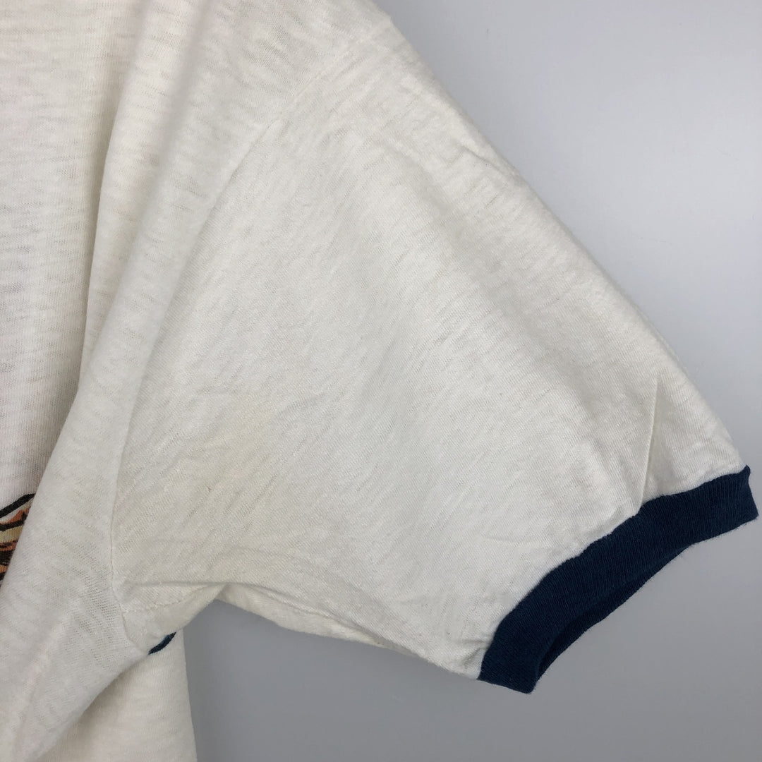 90'S WNAP Stereo 93 Ringer T-Shirt, Made in USA, Men's Size L (Equivalent), Vintage cotton white type Vintage Second Hand