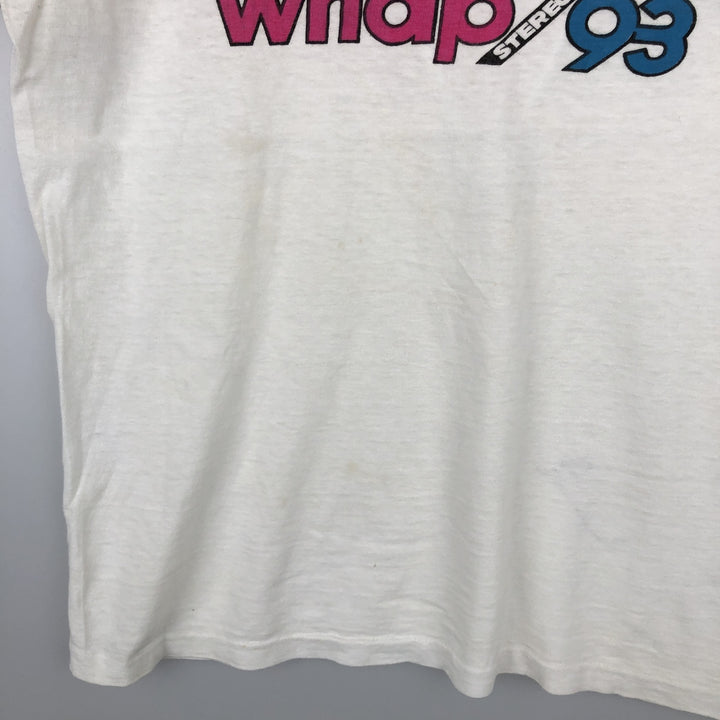 90'S WNAP Stereo 93 Ringer T-Shirt, Made in USA, Men's Size L (Equivalent), Vintage cotton white type Vintage Second Hand