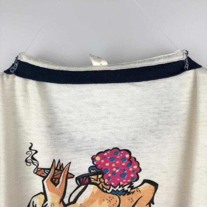 90'S WNAP Stereo 93 Ringer T-Shirt, Made in USA, Men's Size L (Equivalent), Vintage cotton white type Vintage Second Hand