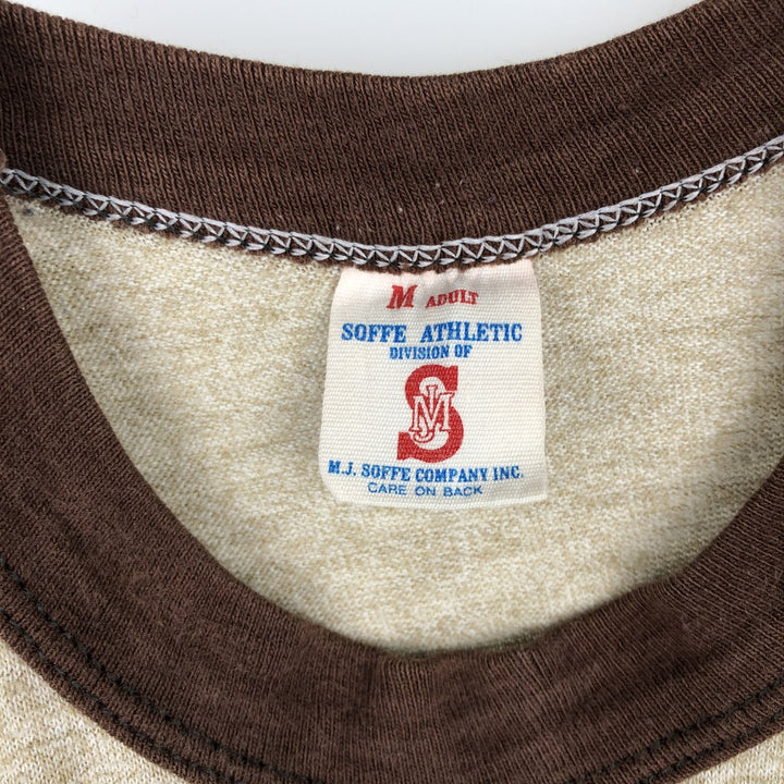 80s-90'S MJ Soffe Company Ringer T-shirt, Made in USA, Men's Size M (approx.), Vintage polyester brown type Vintage Second Hand
