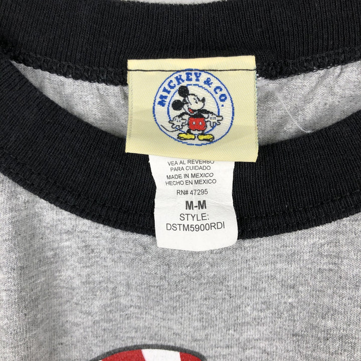 90'S Disney Mickey Mouse Ringer T-shirt, Character Print T-shirt, Men's Size M (approx.), Vintage cotton gray type Vintage Second Hand