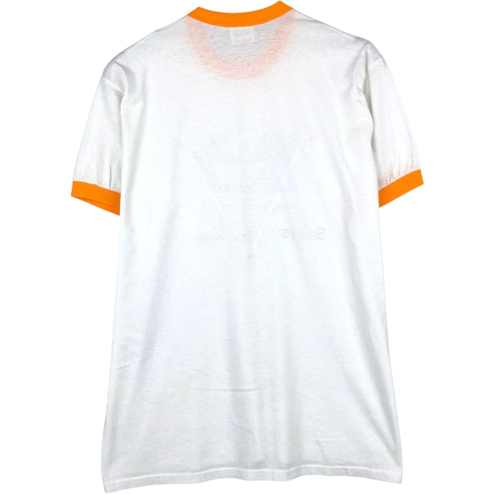 80'S STEDMAN Advertising Ringer T-Shirt, Made in USA, Men's XL equivalent, Vintage polyester white type Vintage Second Hand