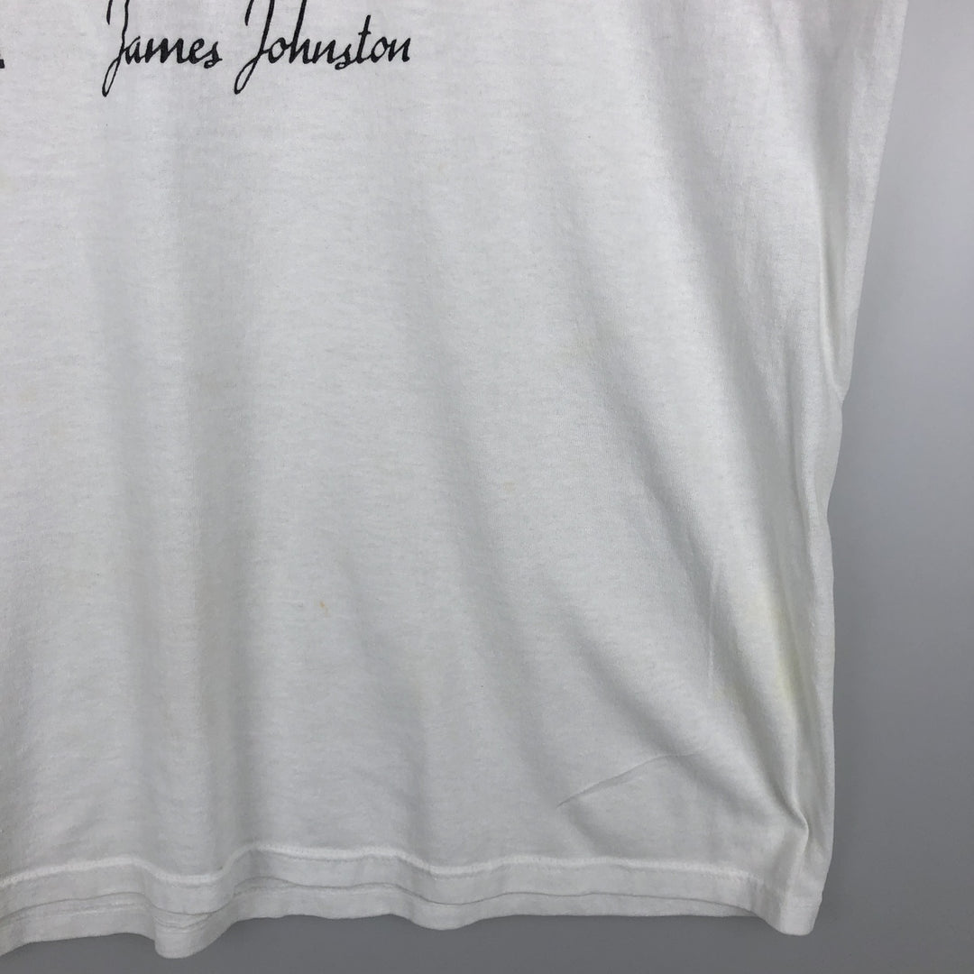 80'S STEDMAN Advertising Ringer T-Shirt, Made in USA, Men's XL equivalent, Vintage polyester white type Vintage Second Hand