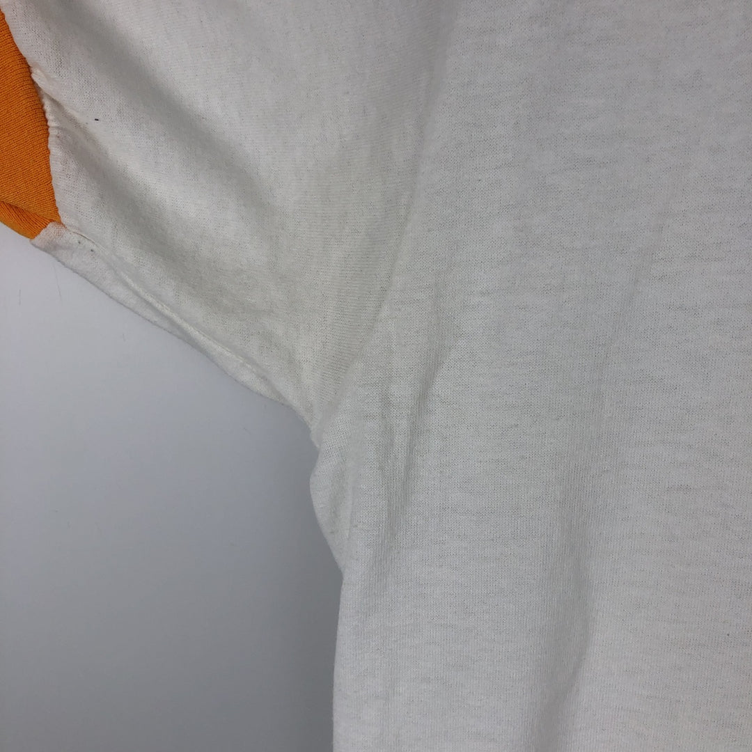 80'S STEDMAN Advertising Ringer T-Shirt, Made in USA, Men's XL equivalent, Vintage polyester white type Vintage Second Hand