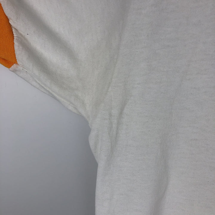 80'S STEDMAN Advertising Ringer T-Shirt, Made in USA, Men's XL equivalent, Vintage polyester white type Vintage Second Hand