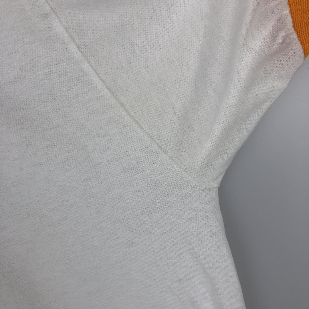80'S STEDMAN Advertising Ringer T-Shirt, Made in USA, Men's XL equivalent, Vintage polyester white type Vintage Second Hand