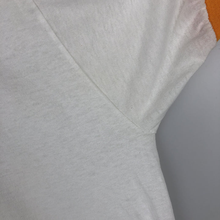 80'S STEDMAN Advertising Ringer T-Shirt, Made in USA, Men's XL equivalent, Vintage polyester white type Vintage Second Hand