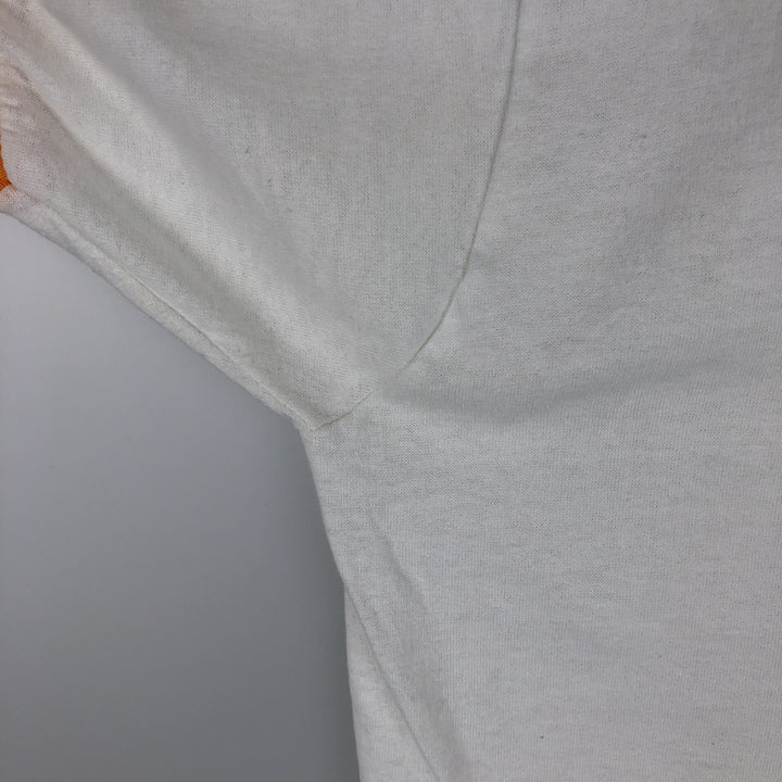80'S STEDMAN Advertising Ringer T-Shirt, Made in USA, Men's XL equivalent, Vintage polyester white type Vintage Second Hand