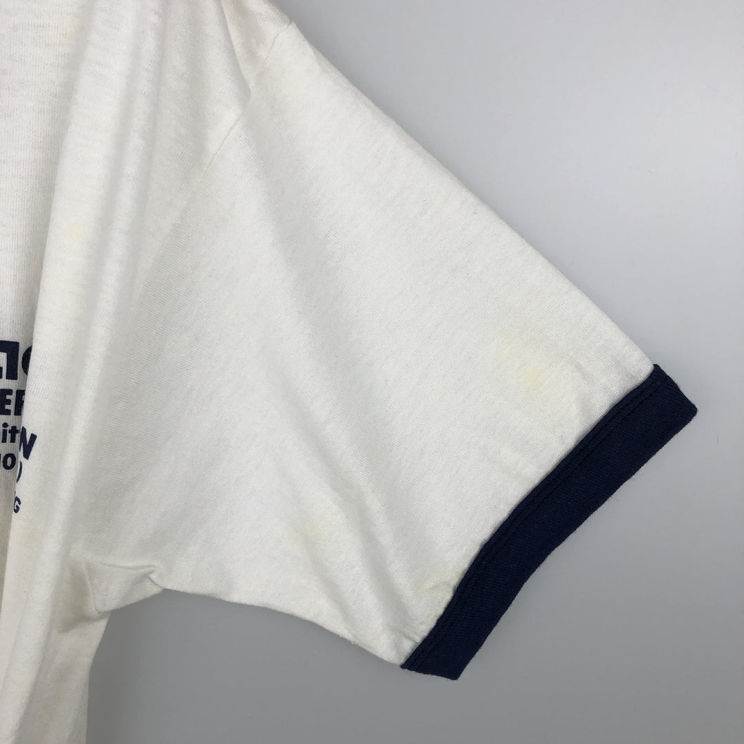 90'S Screen Stars Advertising Ringer T-Shirt, Made in USA, Men's Size M (approx.), Vintage cotton white type Vintage Second Hand