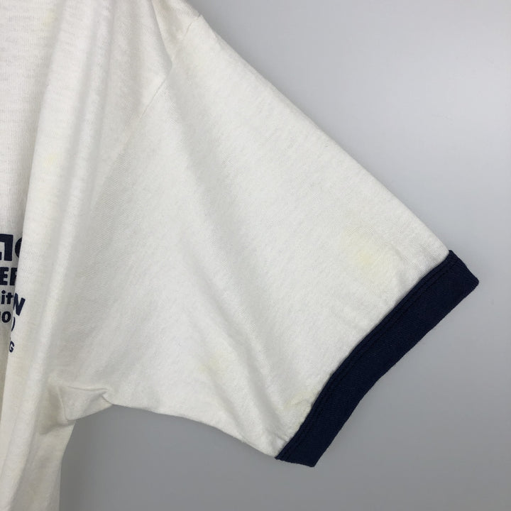 90'S Screen Stars Advertising Ringer T-Shirt, Made in USA, Men's Size M (approx.), Vintage cotton white type Vintage Second Hand