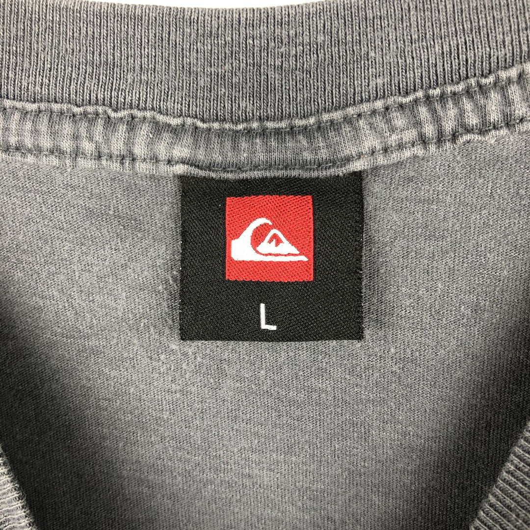 Quiksilver Skull Pattern Long-Sleeve T-Shirt (Men's Size L) cotton Charcoal Vintage Second Hand