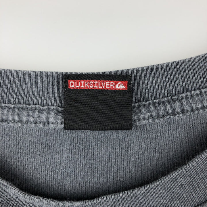 Quiksilver Skull Pattern Long-Sleeve T-Shirt (Men's Size L) cotton Charcoal Vintage Second Hand