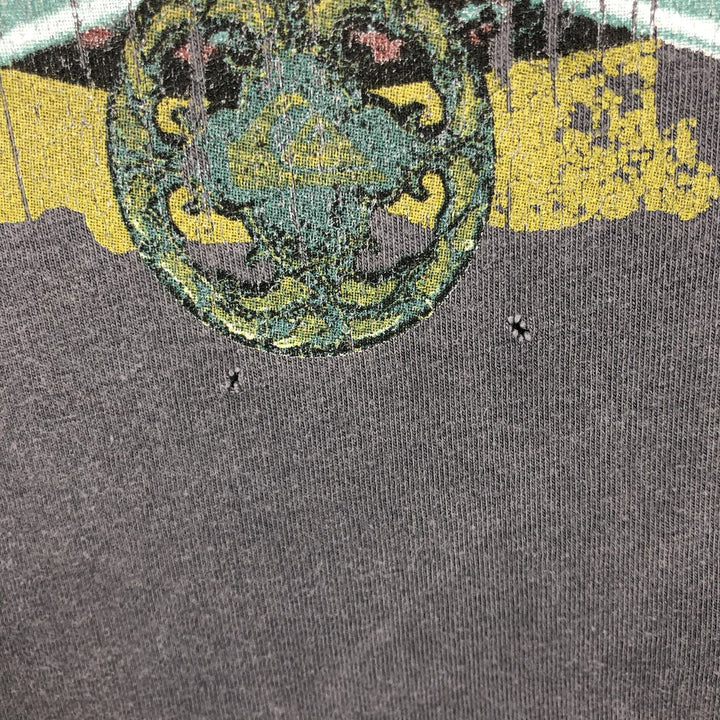 Quiksilver Skull Pattern Long-Sleeve T-Shirt (Men's Size L) cotton Charcoal Vintage Second Hand