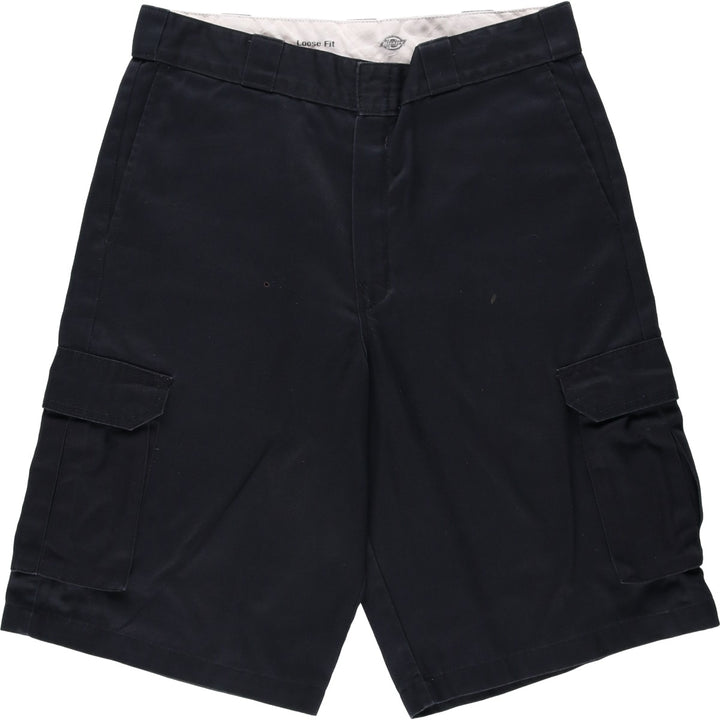 Dickies Loose Fit Cargo Shorts (Men's W35 equivalent) polyester black type Vintage Second Hand