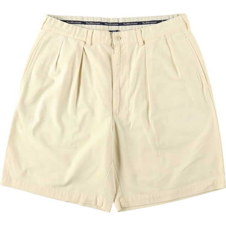 Ralph Lauren Polo Ralph Lauren TYLER SHORT Two-Pleat Chino Shorts Men's W35 (approx.) cotton unbleached Vintage Second Hand