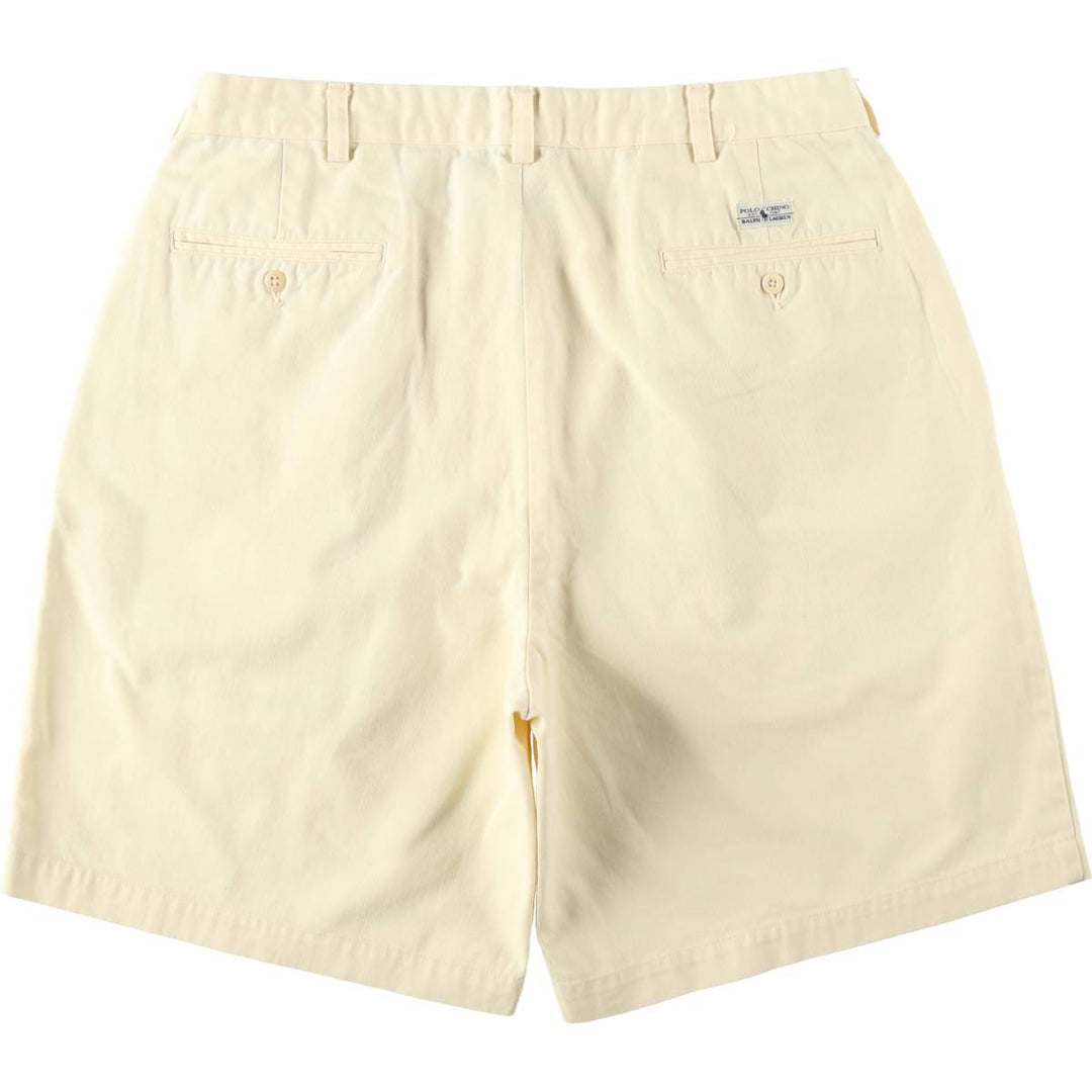 Ralph Lauren Polo Ralph Lauren TYLER SHORT Two-Pleat Chino Shorts Men's W35 (approx.) cotton unbleached Vintage Second Hand