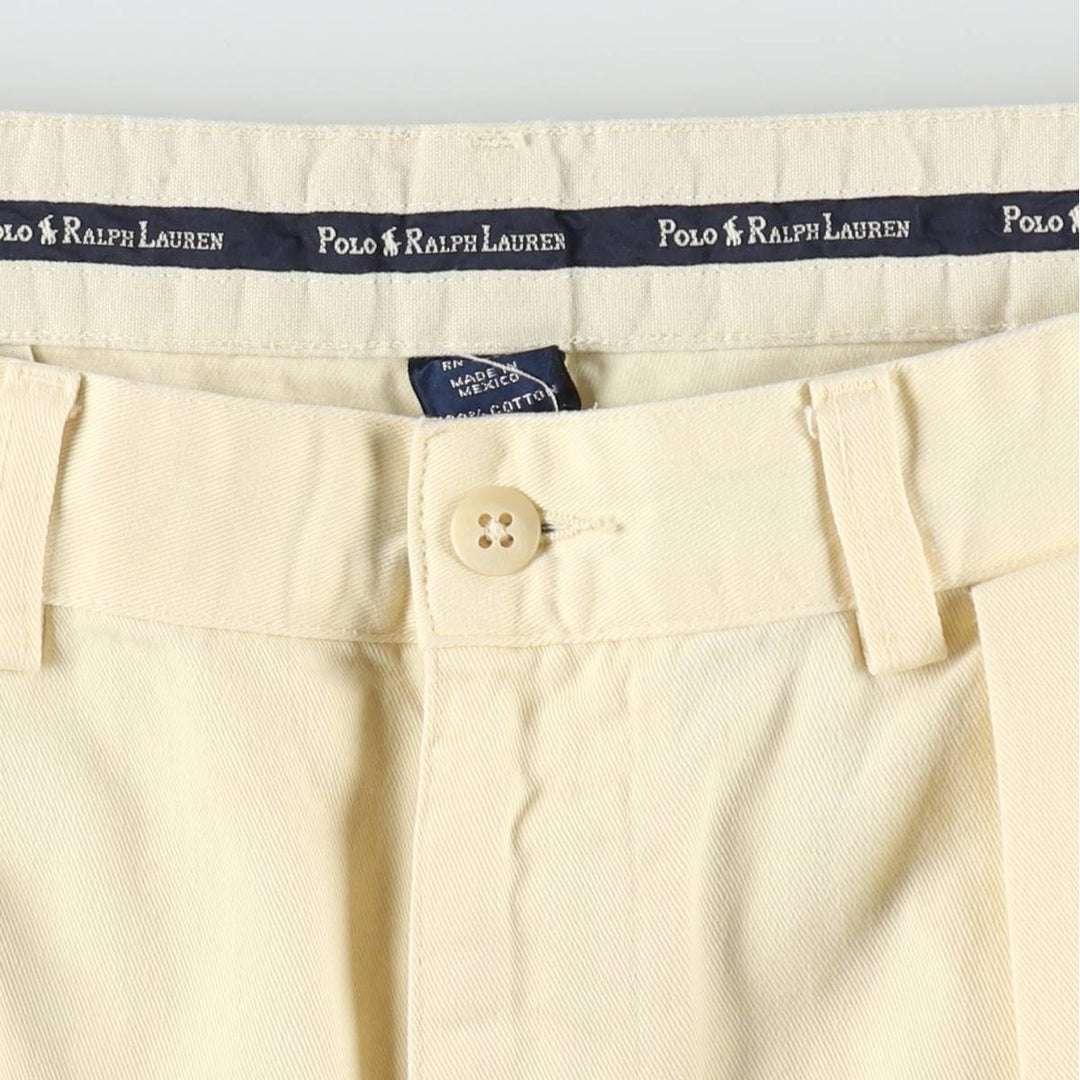 Ralph Lauren Polo Ralph Lauren TYLER SHORT Two-Pleat Chino Shorts Men's W35 (approx.) cotton unbleached Vintage Second Hand