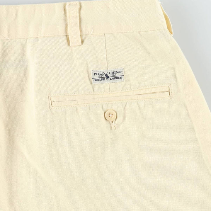 Ralph Lauren Polo Ralph Lauren TYLER SHORT Two-Pleat Chino Shorts Men's W35 (approx.) cotton unbleached Vintage Second Hand