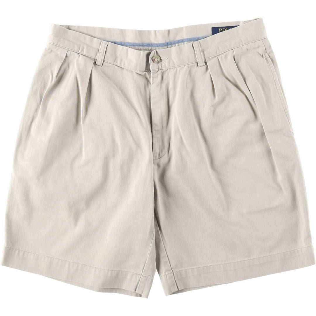 Ralph Lauren POLO RALPH LAUREN CLASSIC FIT PLEATED 9'' Two-Pleat Chino Shorts (Men's W33 equivalent) cotton Beige type Vintage Second Hand
