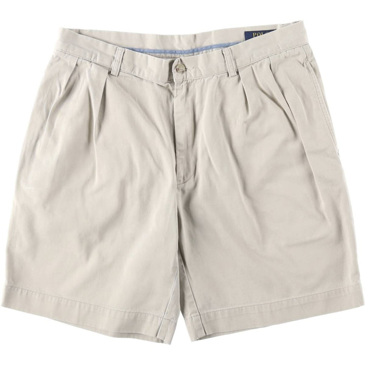 Ralph Lauren POLO RALPH LAUREN CLASSIC FIT PLEATED 9'' Two-Pleat Chino Shorts (Men's W33 equivalent) cotton Beige type Vintage Second Hand