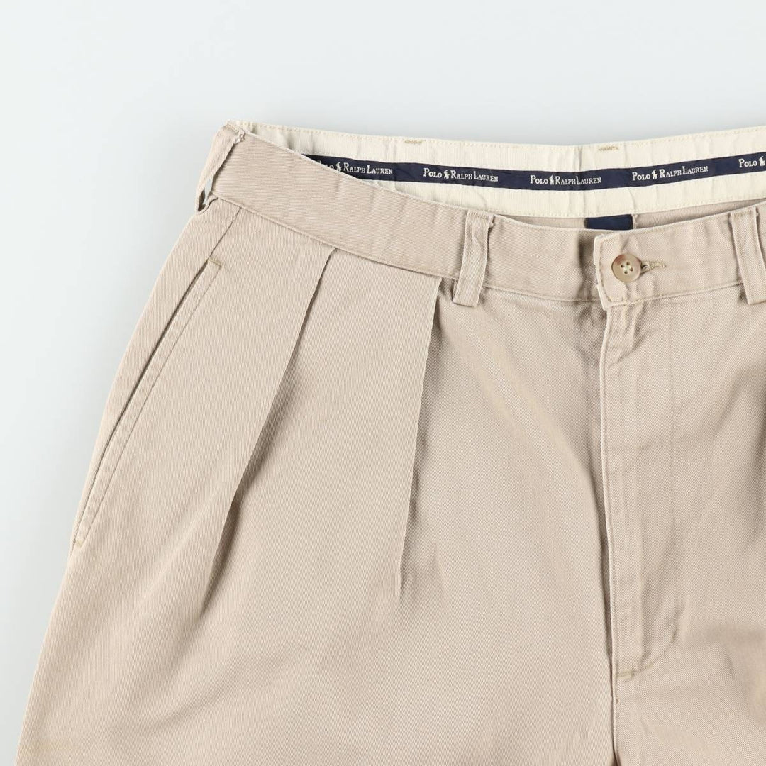 Ralph Lauren Polo Ralph Lauren TYLER SHORT Two-Pleat Chino Shorts Men's W34 (approx.) cotton Beige type Vintage Second Hand