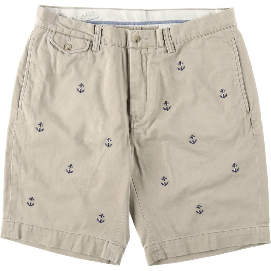 Ralph Lauren POLO RALPH LAUREN CLASSIC FIT all-over print chino shorts, men's size W34 (approx.) cotton Beige type Vintage Second Hand